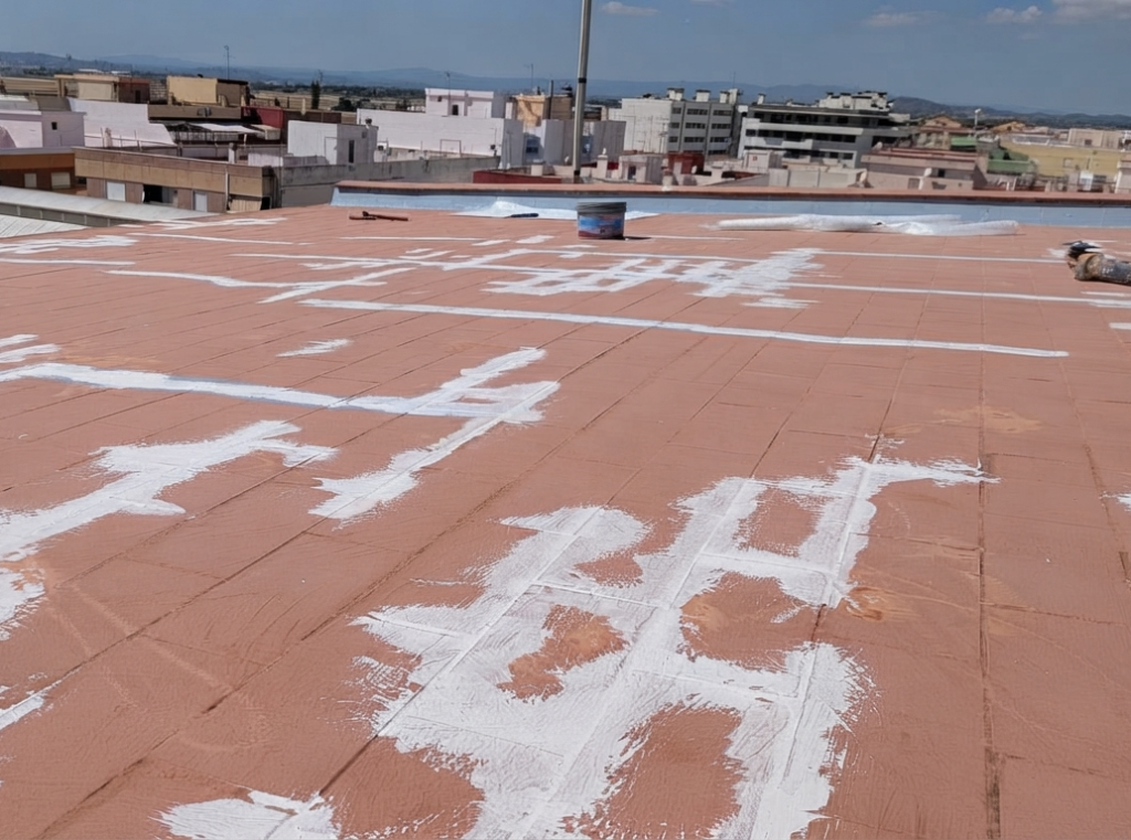 Aplicación de impermeabilizante sobre cubierta de baldosas